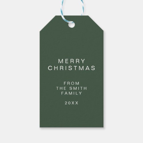 Simple Green Minimalist Christmas Gift Tags