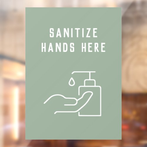 Simple Green Minimalist Hand Sanitize Station   Window Cling
