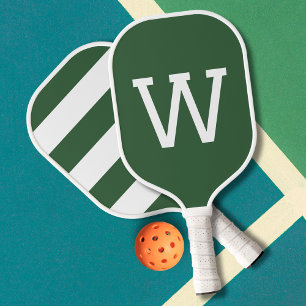 Simple Green Minimalist Monogrammed Modern Pickleball Paddle