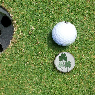 Simple Green Minimalist Shamrock Clover Golf Ball Marker