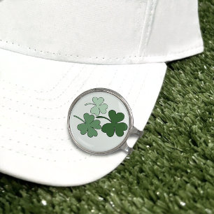 Simple Green Minimalist Shamrock Clover Golf Hat Clip