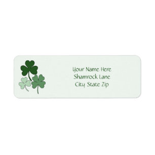 Simple Green Minimalist Shamrock Clover  Label