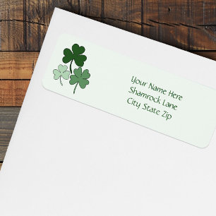 Simple Green Minimalist Shamrock Clover Label