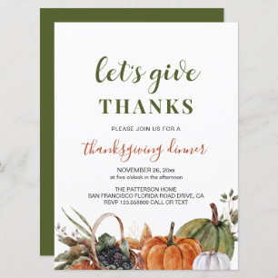Simple Green Minimalist Thanksgiving Dinner Invitation