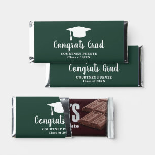 Simple Green Modern Graduation Hershey Bar Favors