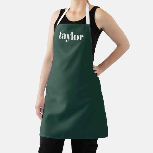 Simple Green Modern Minimalist Trendy Personalized Apron (Insitu)