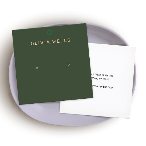 Simple Green Modern Stud Earring Square Display Square Business Card