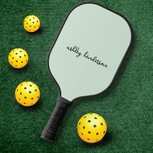 Simple Green Monogram Full Name Pickleball Paddle