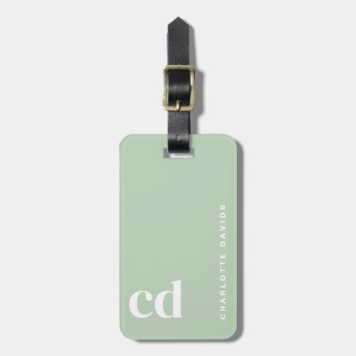 Simple Green Monogram Luggage Tag