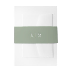 Simple Green Monogram Minimal Elegant Wedding Invitation Belly Band