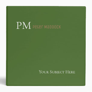Simple Green Monogrammed 3 Ring Binder