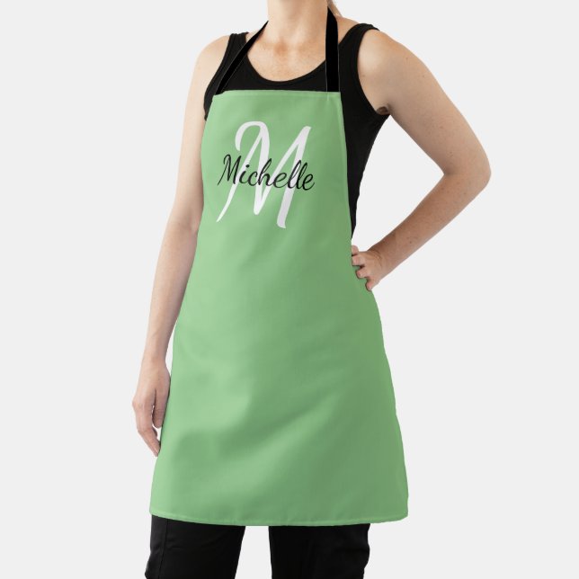 Simple Green Monogrammed Apron (Insitu)