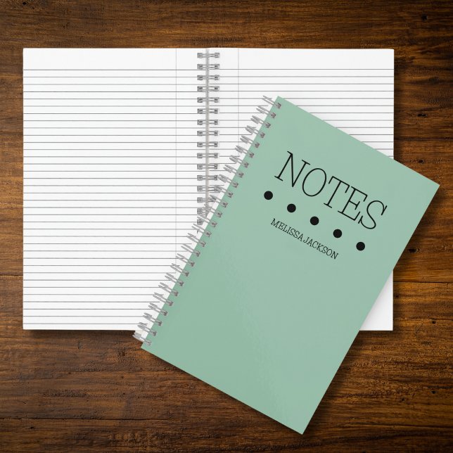 Simple Green Monogrammed Full Name Notes Notebook (Creator Uploaded)
