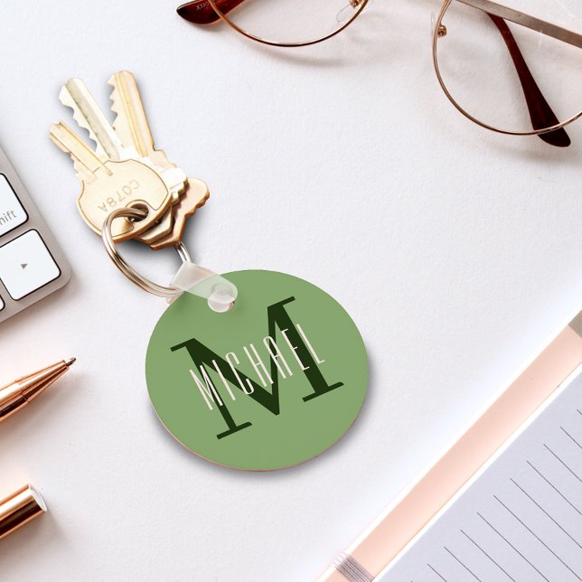 Simple Green Monogrammed Keychain (Creator Uploaded)