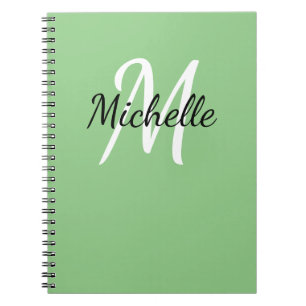 Simple Green Monogrammed Notebook