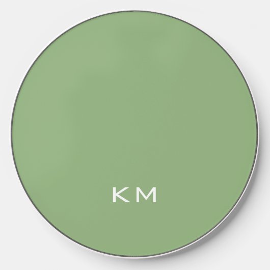 Simple Green Monogrammed Wireless Charger (Front)