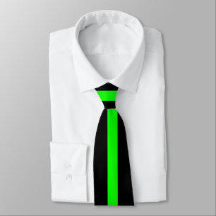 Simple Green on Black Striped Neck Tie