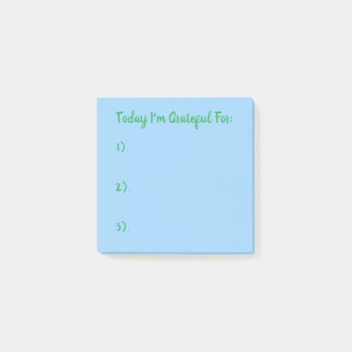 Simple Green On Blue Gratitude Post-it Notes