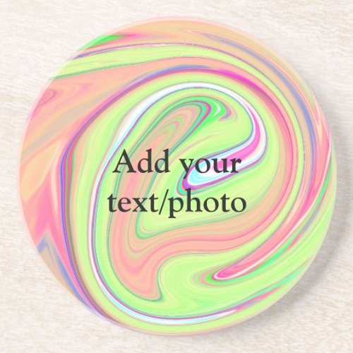 Simple green orange watercolor add your text name  coaster