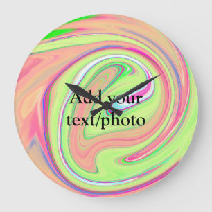 Simple green orange watercolor add your text name large clock