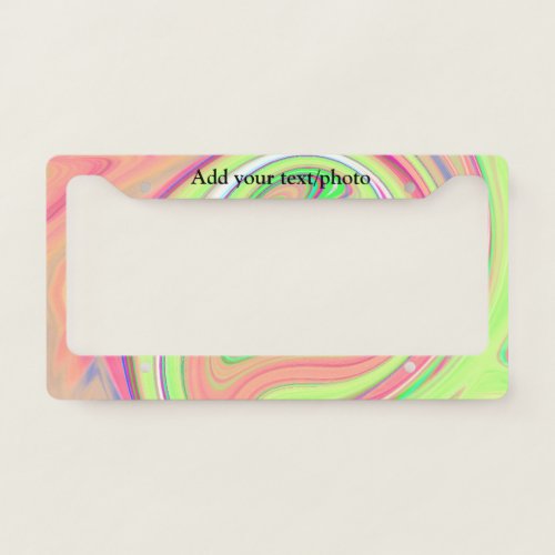 Simple green orange watercolor add your text name  license plate frame