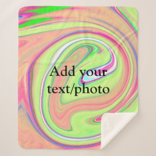 Simple green orange watercolor add your text name sherpa blanket