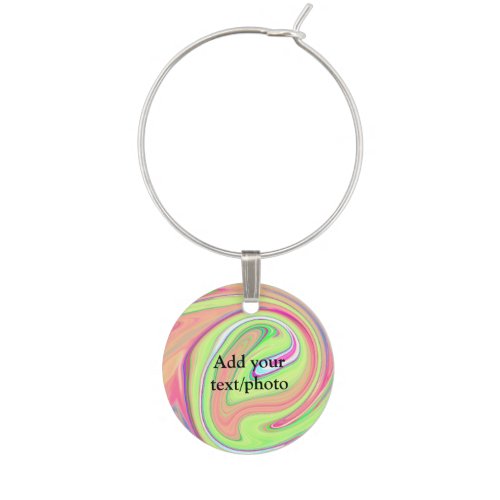 Simple green orange watercolor add your text name  wine charm