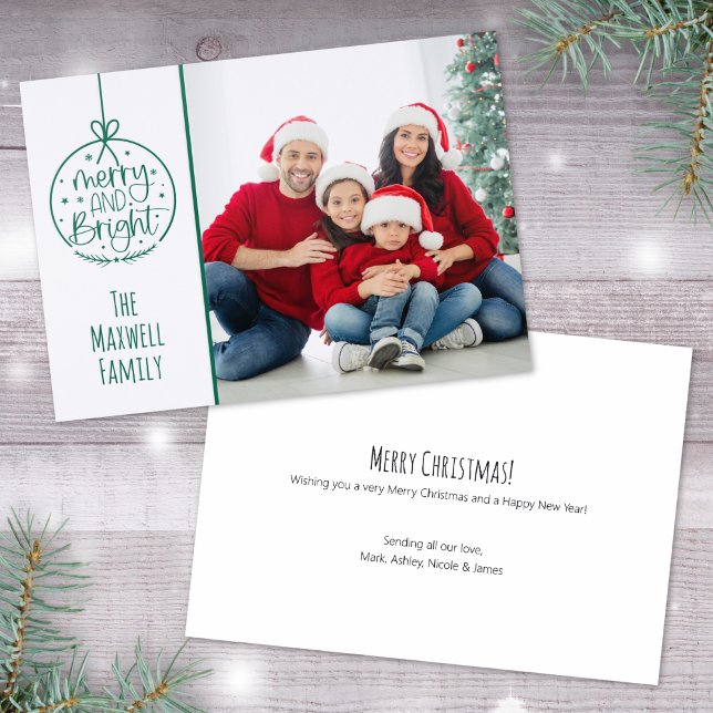 Simple Green Photo Merry Christmas Holiday Letterpress Photo Cards (Simple Green Photo Merry Christmas Holiday Letterpress Photo Cards)