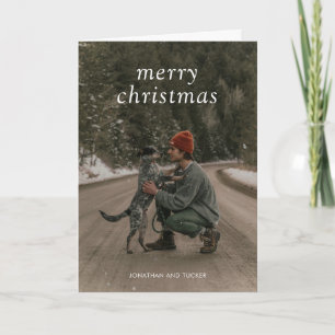 Simple Green Photo Modern Christmas Holiday Card