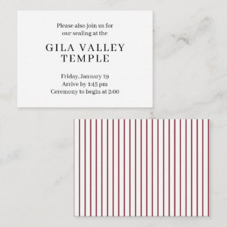 Simple Green Pinstripes Temple Sealing Invitation