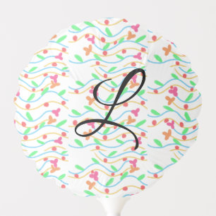 Simple green purple watercolor add your monogram n balloon