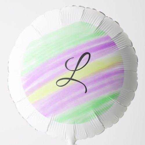 Simple green purple watercolor add your monogram n balloon