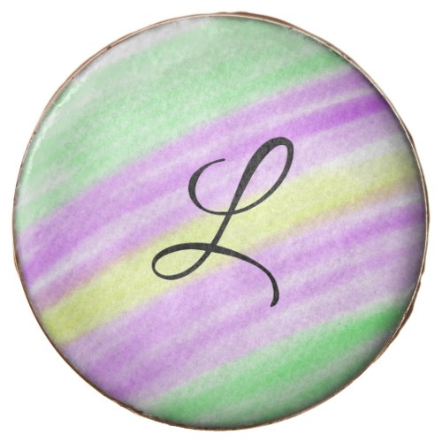 Simple green purple watercolor add your monogram n chocolate covered oreo