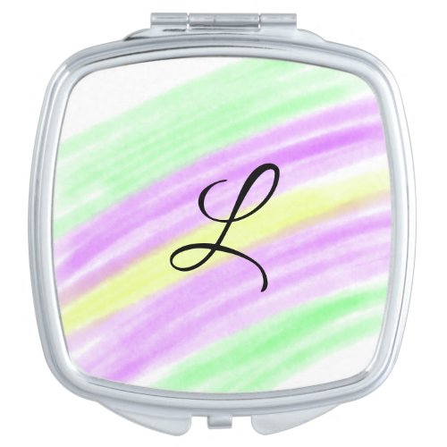 Simple green purple watercolor add your monogram n compact mirror