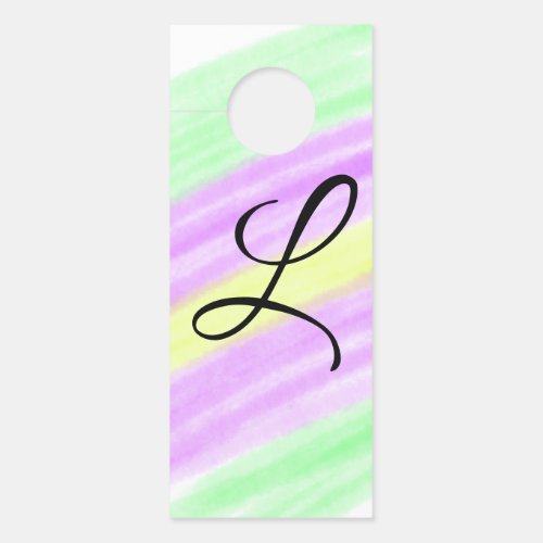 Simple green purple watercolor add your monogram n door hanger