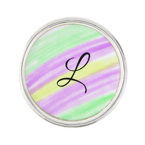 Simple green purple watercolor add your monogram n lapel pin