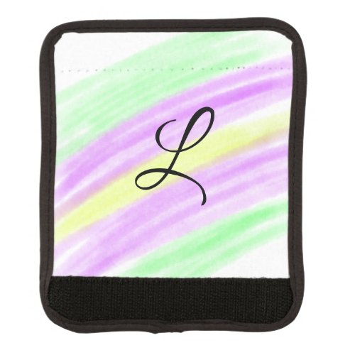 Simple green purple watercolor add your monogram n luggage handle wrap