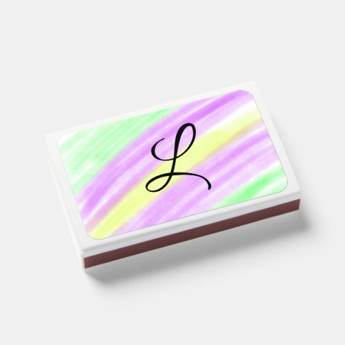 Simple green purple watercolor add your monogram n matchboxes