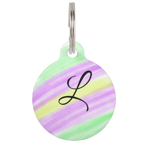 Simple green purple watercolor add your monogram n pet ID tag