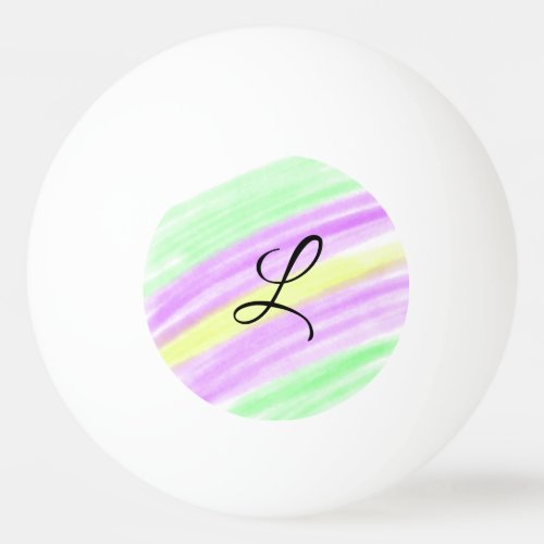 Simple green purple watercolor add your monogram n ping pong ball