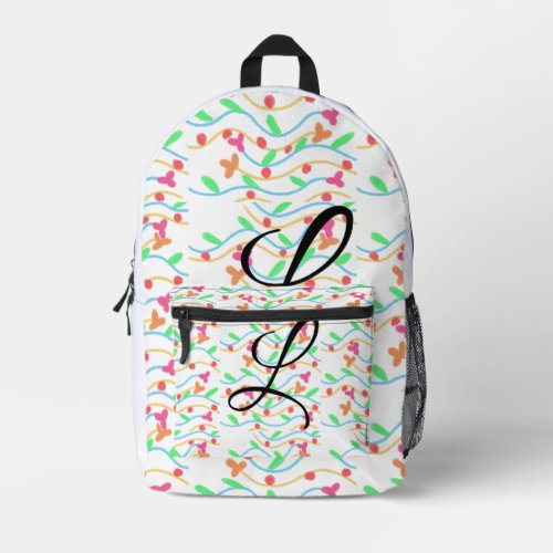 Simple green purple watercolor add your monogram n printed backpack