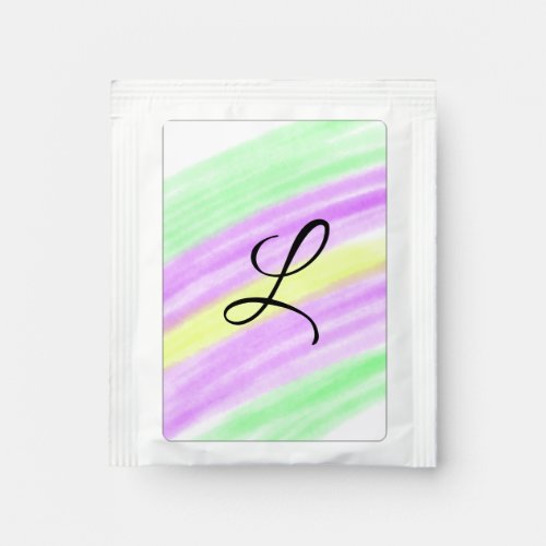 Simple green purple watercolor add your monogram n tea bag drink mix