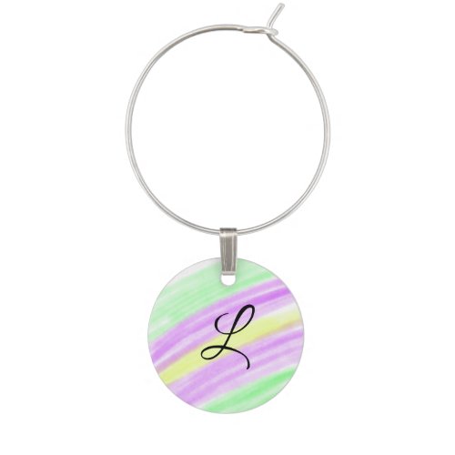 Simple green purple watercolor add your monogram n wine charm