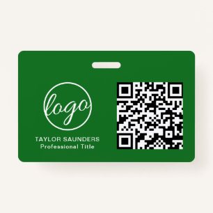 Simple Green QR Code Employee ID Badge