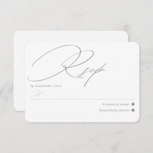Simple Green Sage White  RSVP Card