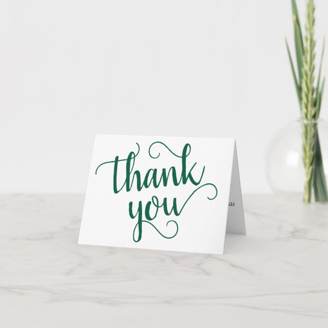 Simple Green Script | Hunter Flourish Any Event Letterpress Thank You Card (Front)