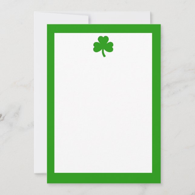 Simple Green Shamrock and Border Invitation (Front)