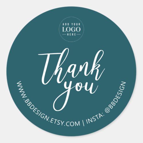 Simple Green Small Business Logo Thank you sticker