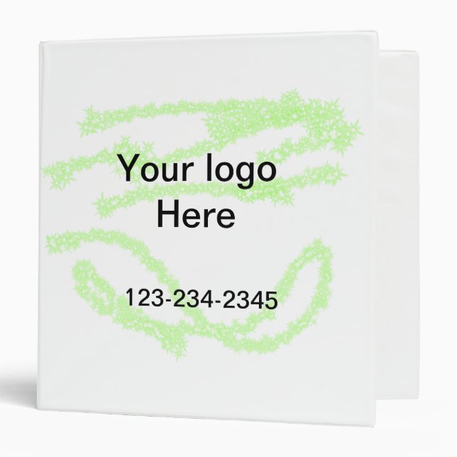 Simple green sparkle glitter add your logo number  3 ring binder (Front/Inside)