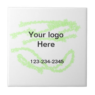 Simple green sparkle glitter add your logo number ceramic tile